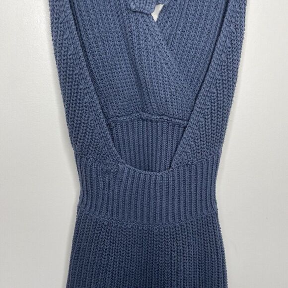 NICHOLAS Halter Dress Women XS Blue Knit Sweater Cotton Blend Mini - Picture 9 of 14
